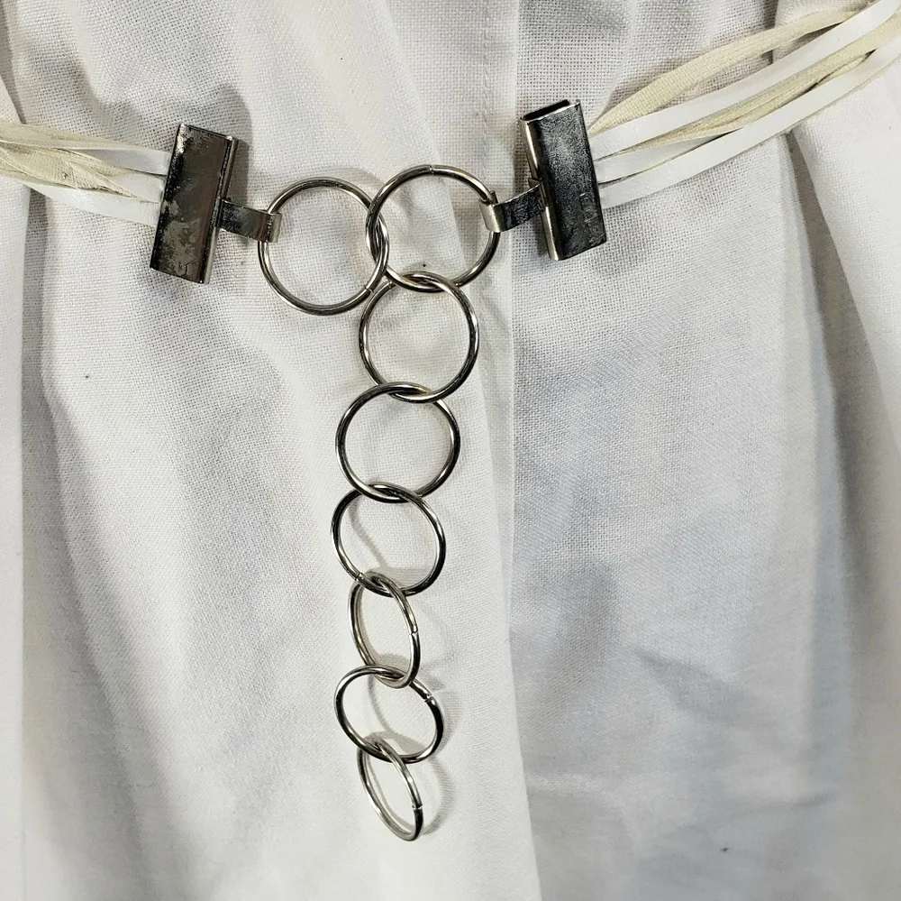 Designer Western Style White w/Multi  Leather Wooden Bead Accents Belt